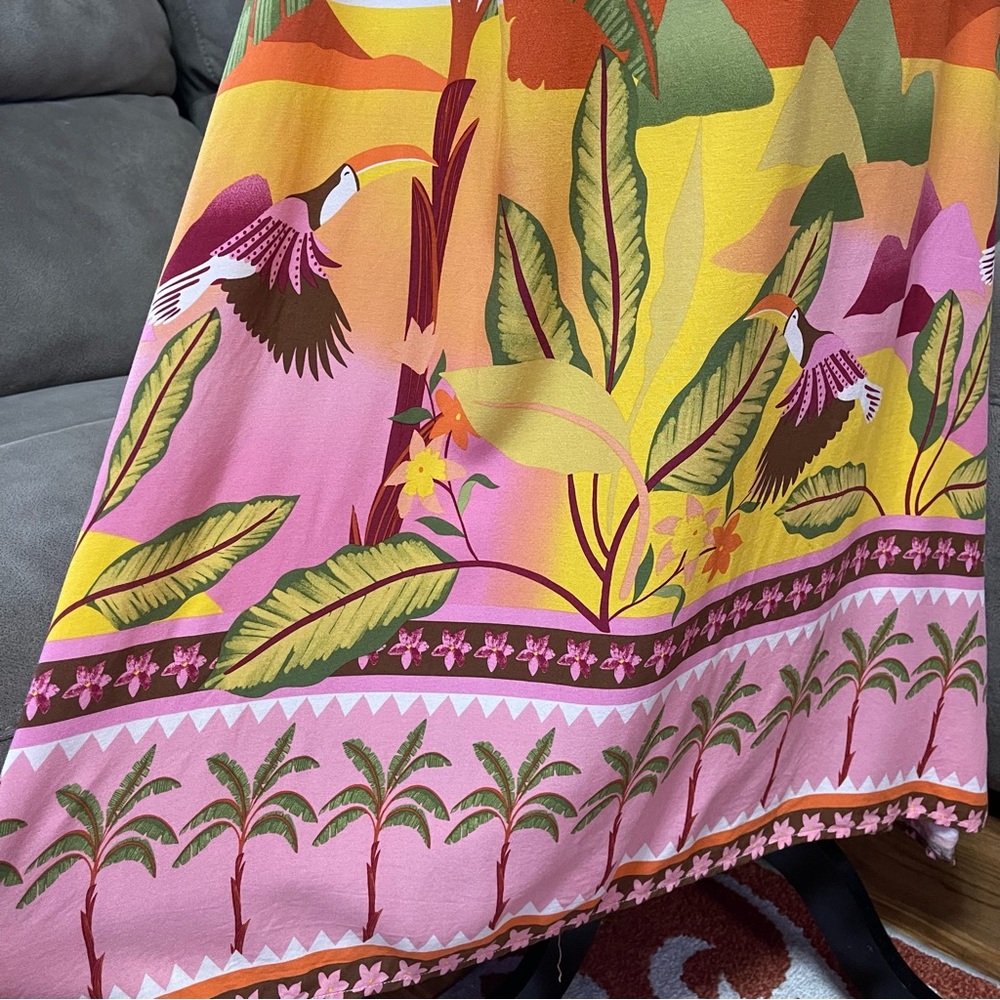 Paper Heart Cream Palm Landscape Canvas Dress US M - Picture 5 of 7